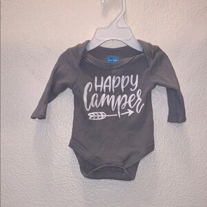 Bon Bebe Happy Camper Gray Long Sleeve Baby 0-3 Months Bodysuit